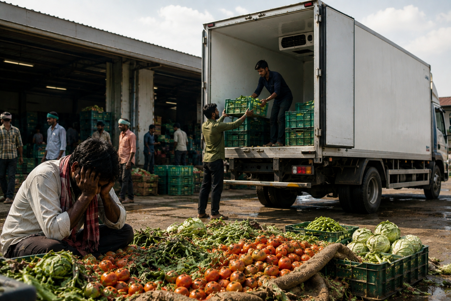 Refrigerated truck transporting perishable goods across India to prevent food waste through cold chain logistics